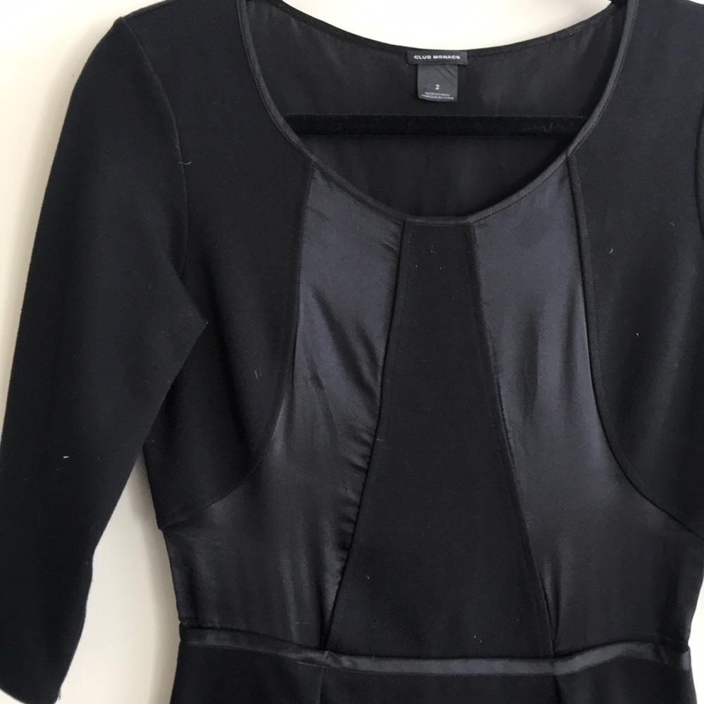 Black Club Monaco satin/jersey dress - Picture 2 of 3